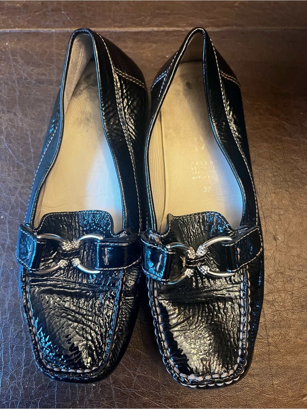Geox Black Patent Leather Men’s Loafers with Horsebit Accent